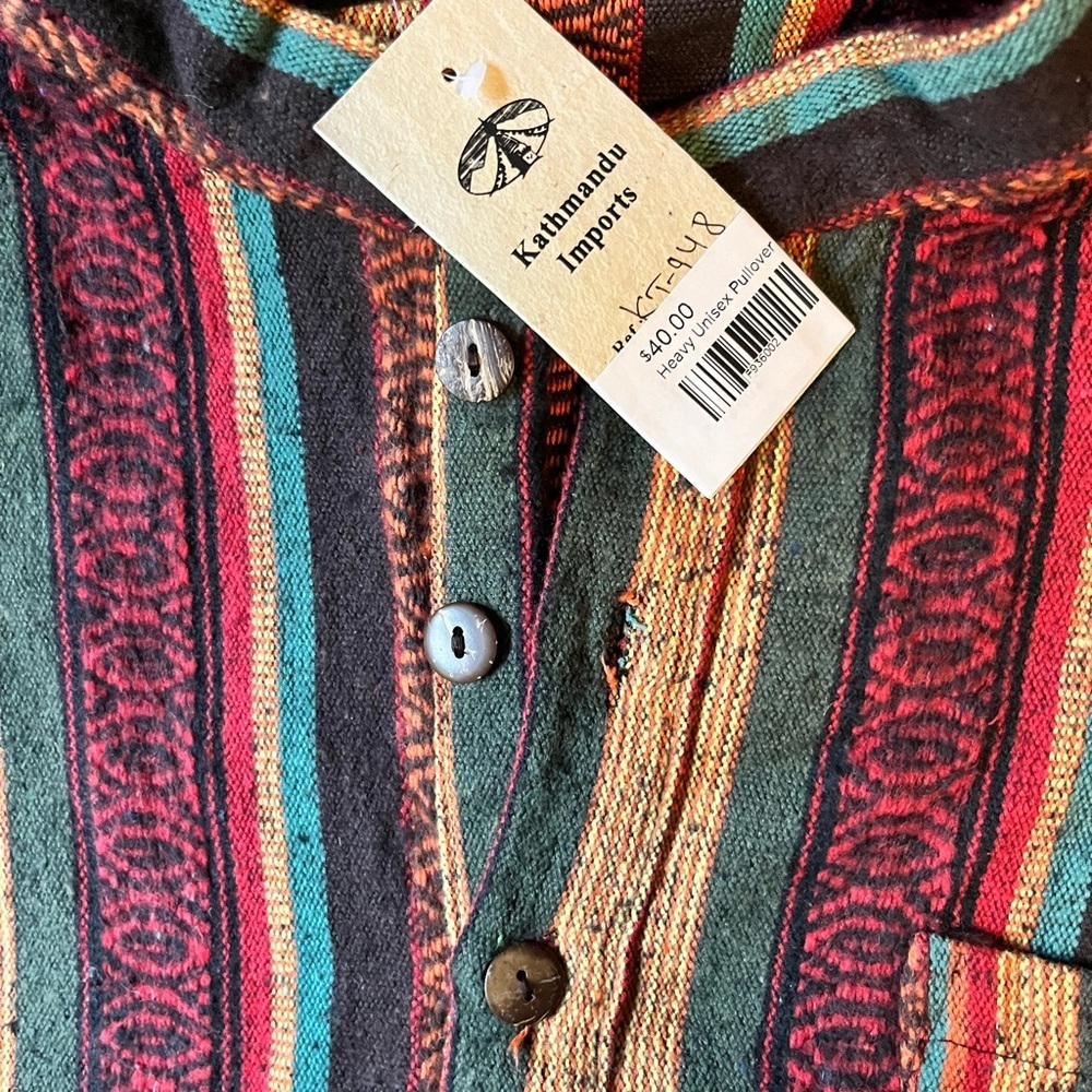 Kathmandu Imports Heavy Brushed Cotton Multicolor Henley-style Unisex Shirt. NWT - Picture 6 of 7